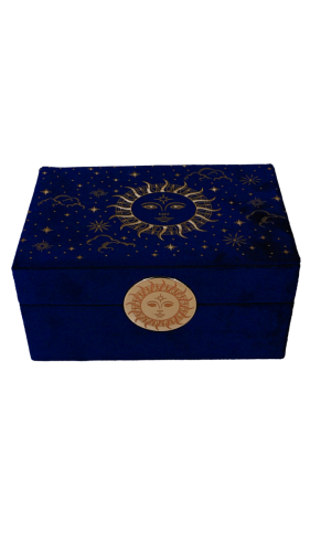 Pudełko SZKATUŁKA na biżuterię granatowe SŁOŃCE - do przechowywania magicznych przedmiotów