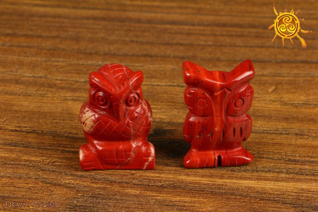 Sowa figurka jaspis czerwony – wiedza, inteligencja, mądrość