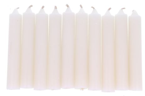 Biała świeca KOMPLET 10 ŚWIEC 10x1,8cm - równoważenie aury, ochrona, uzdrowienie