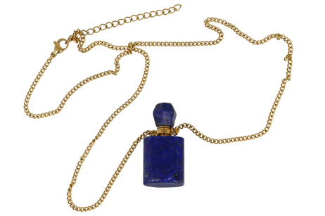 Lapis Lazuli naszyjnik BUTELECZKA perfumetka stal nierdzewna