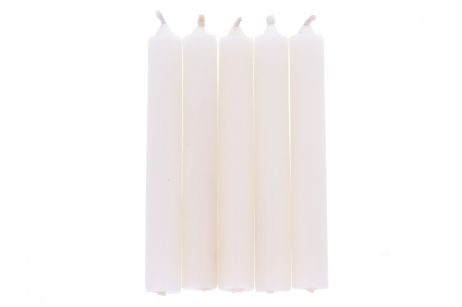 Biała świeca KOMPLET 5 świec 9x1,2cm - równoważenie aury, ochrona, uzdrowienie