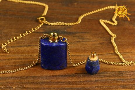 Lapis Lazuli naszyjnik BUTELECZKA perfumetka stal nierdzewna