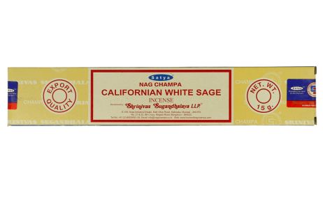 Kadzidełko Nag Champa Californian White Sage Biała Szałwia pyłkowe - oczyszcza, chroni, przyciąga dostatek