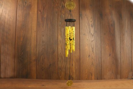 Dzwonki wietrzne Yin Yang złote z czarnymi symbolami MINI - poprawa FENG SHUI pomieszczenia